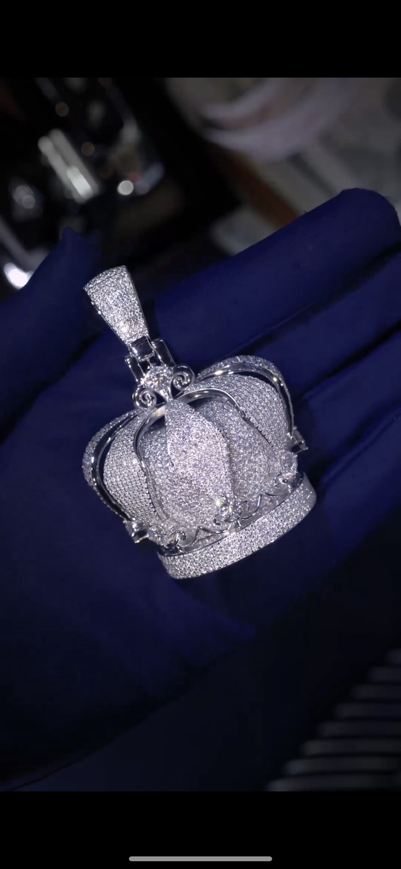 Custom Crown Pendant — Full Pavé Lab Diamonds, Honeycomb Back