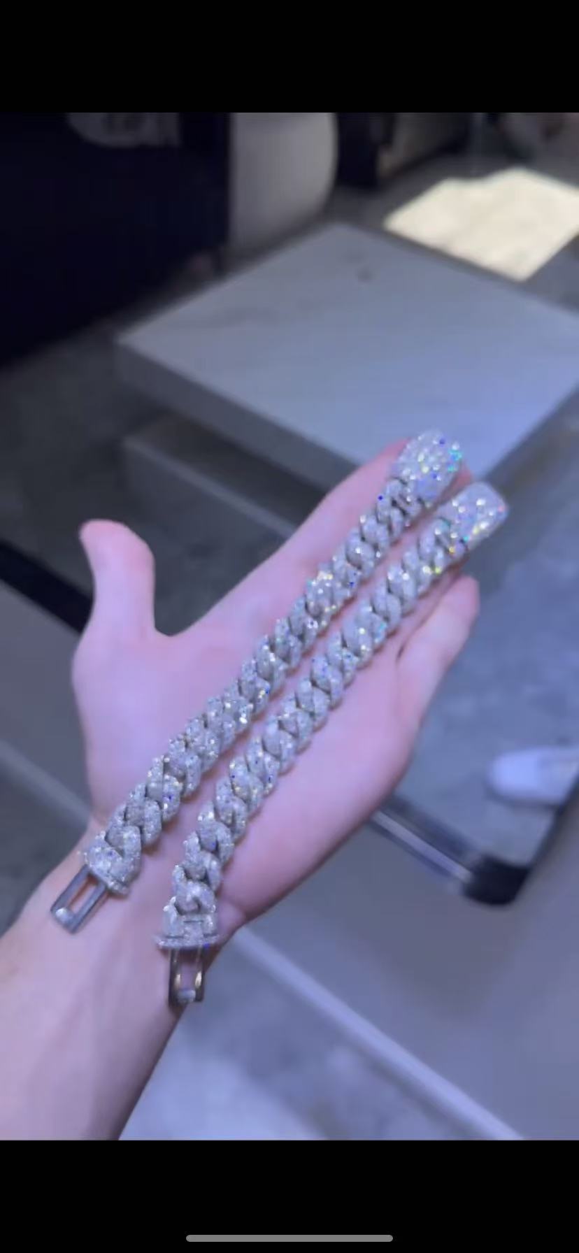 14 mm Iced Out Cuban Link Bracelet — Moissanite, 925 Silver