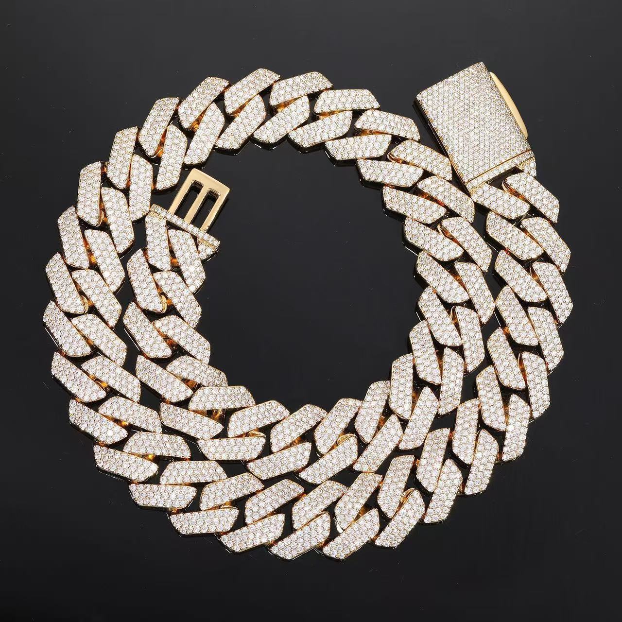 20mm Rhomboid Cuban Link Chain — VVS Moissanite, Iced Out