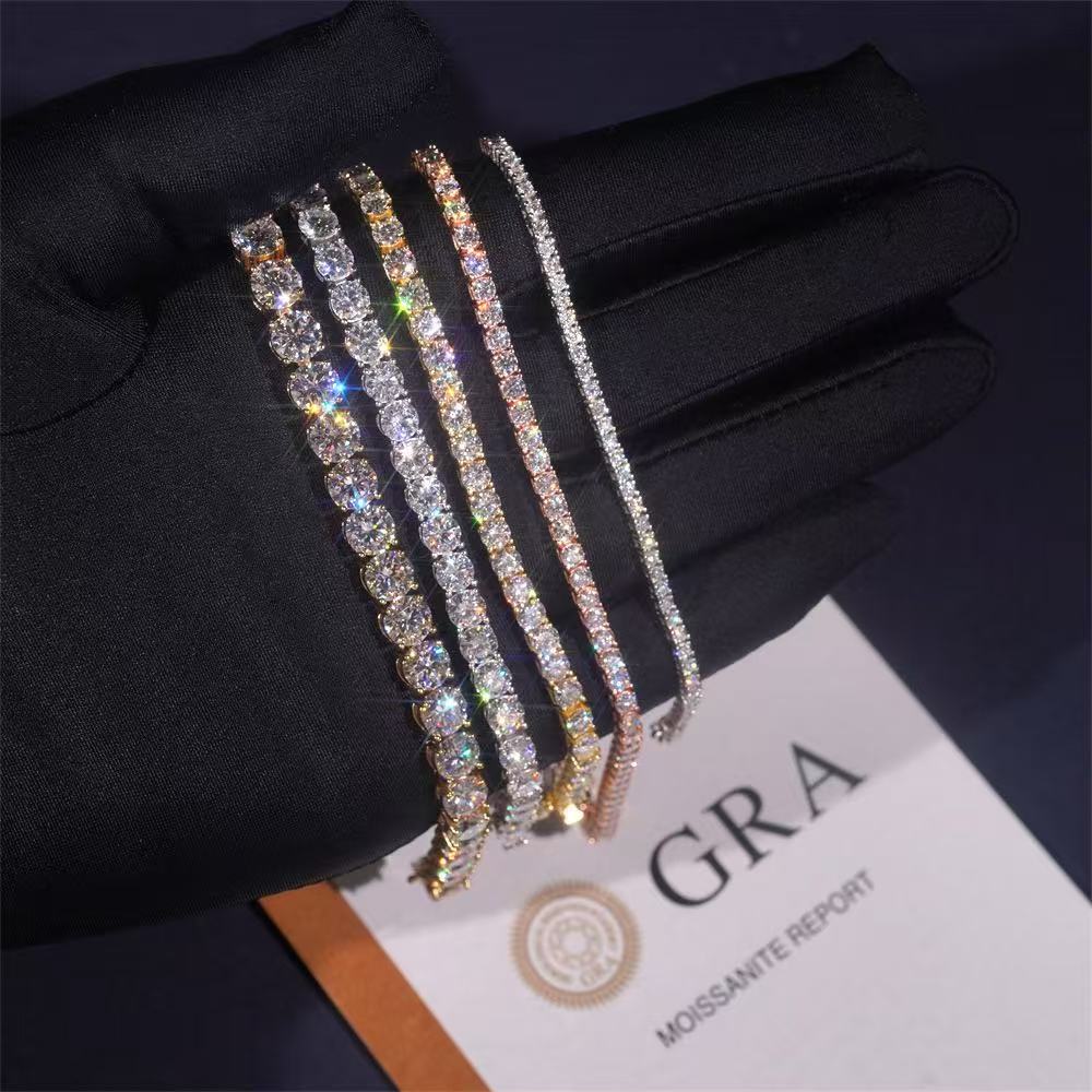 2-4mm Moissanite Tennis Necklace — VVS D Color, 14K Gold Plated