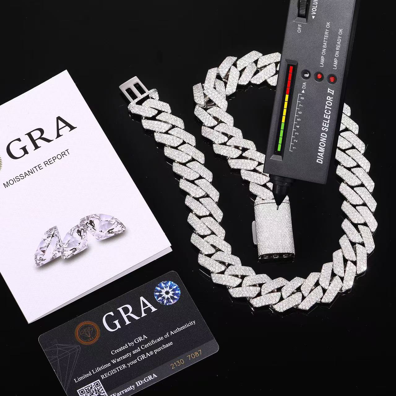 14mm Rhomboid Cuban Link Chain — VVS Moissanite, Iced Out