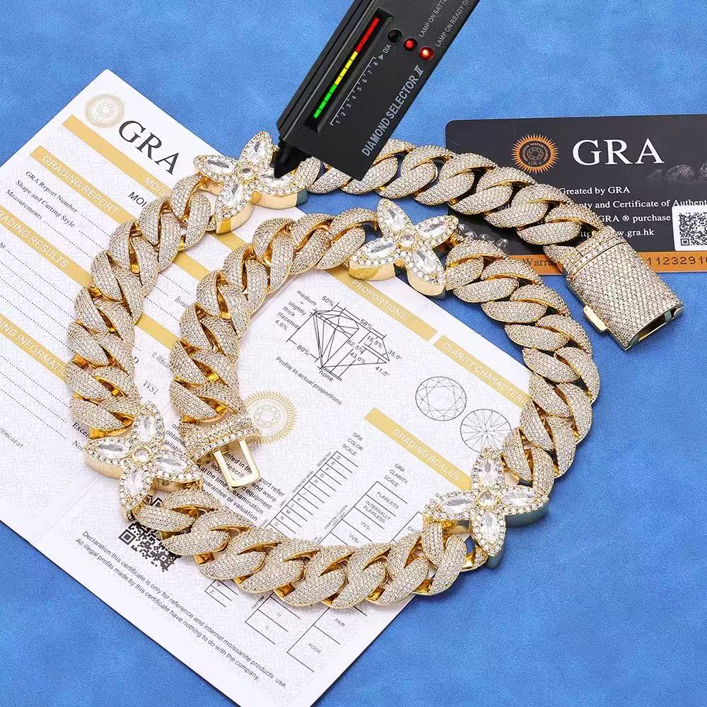 20mm Miami Cuban Chain — VVS Moissanite, Real Gold Plated